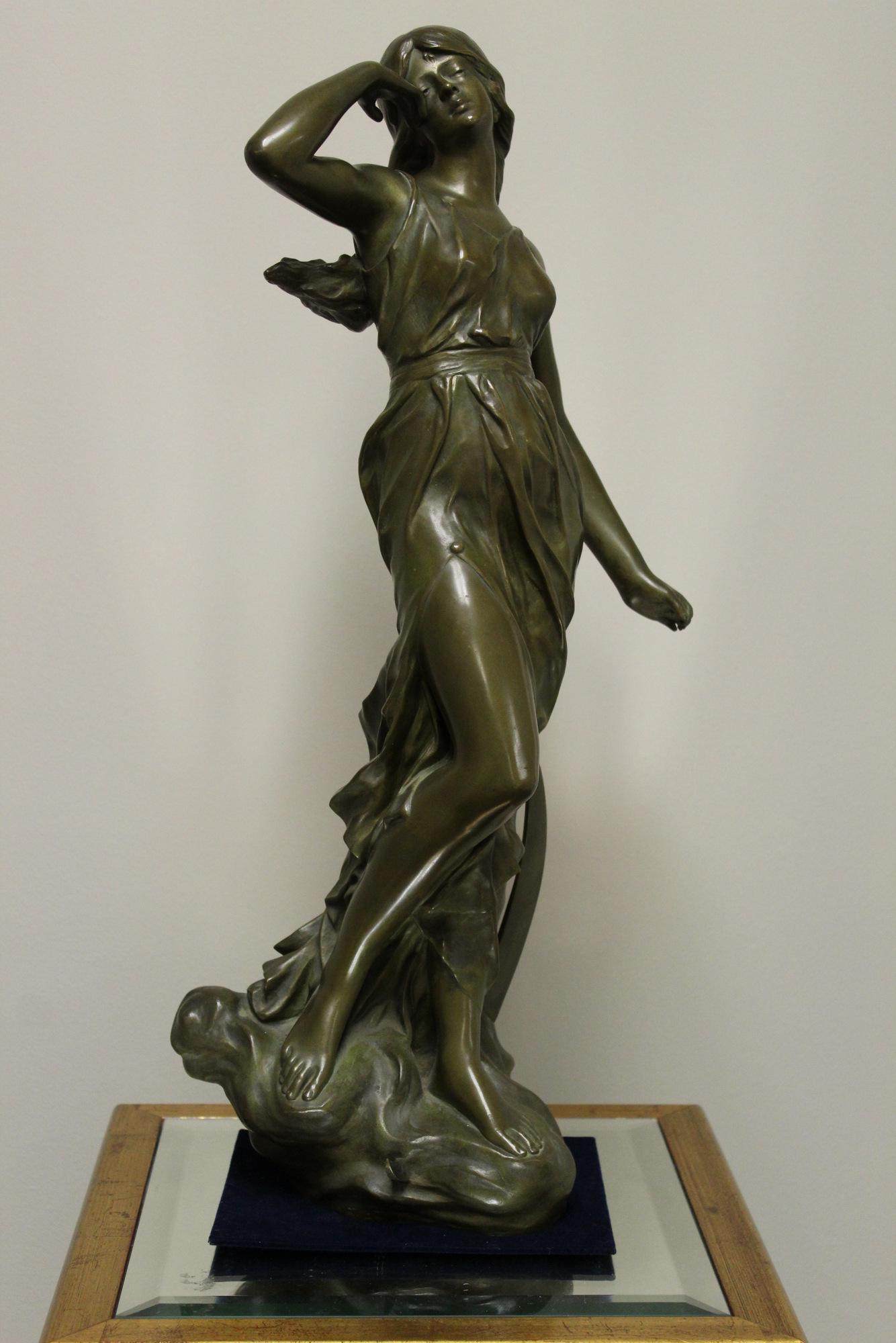 Bronze sculpture of a girl, signed J Causse (1869-1909,: Bronze sculpture of a girl, signed J Causse (1869-1909, French). Ht 58 cm.