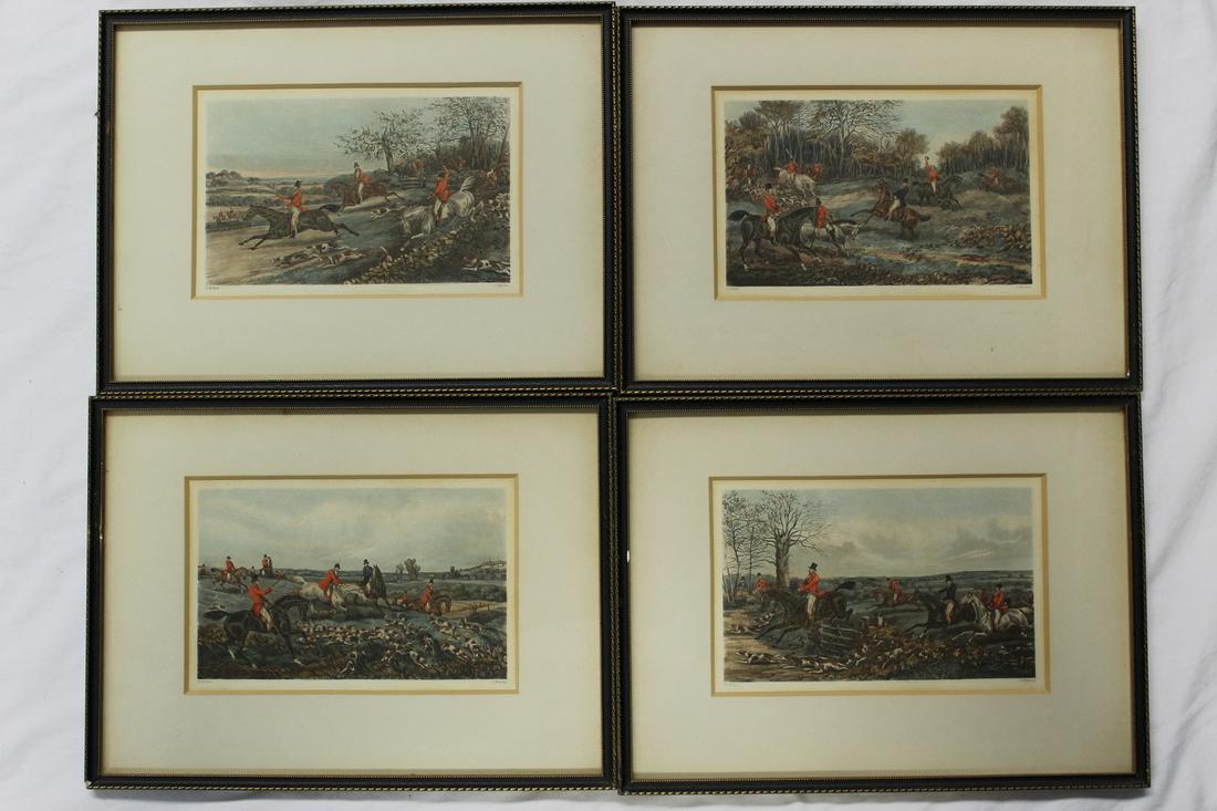 Set of Four Framed Prints. J. Harris. Hunting Scene.: Set of Four Framed Prints. J. Harris. Hunting Scene. frame size 32x24 cm.