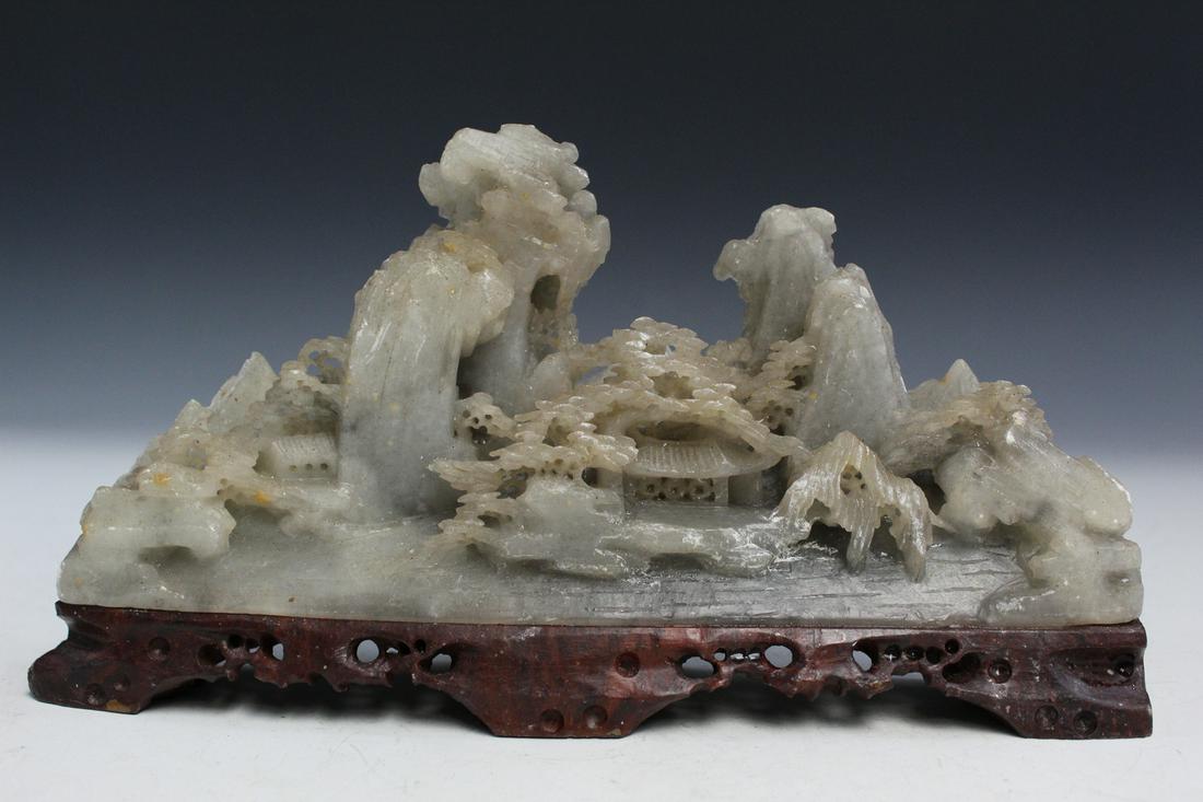 Chinese Soapstone Carving.: Chinese Soapstone Carving. L 27 cm. H 14 cm.