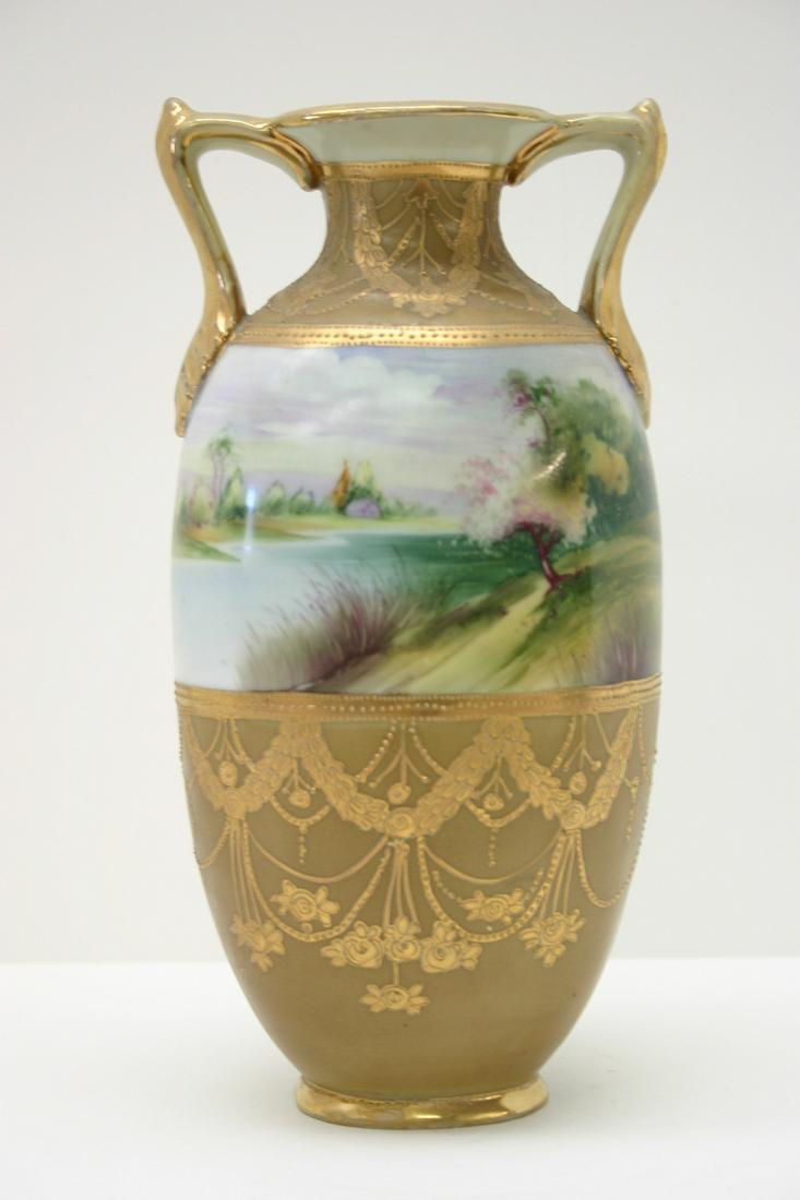 Hand painted Nippon Vase: Hand painted Nippon Vase. H 28 cm