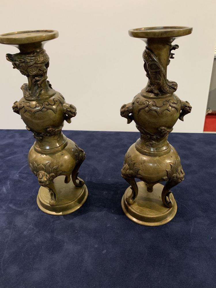 Pair of Bronze candle holders (1 of 3)