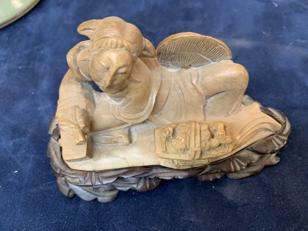 Soapstone carving with base: Soapstone carving with base. 5" W x 3" H