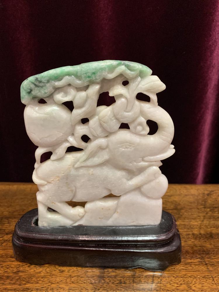 Jadeite carving with base: Jadeite carving with base. 6.5" H x 5.5" W