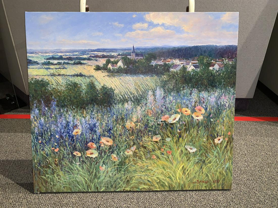 Sang Lee oil painting on canvas "Provence": Sang Lee oil painting on canvas "Provence". 28" x 32". This lot does not qualify for in-house shipping. We will recommend you to a local shipping company.