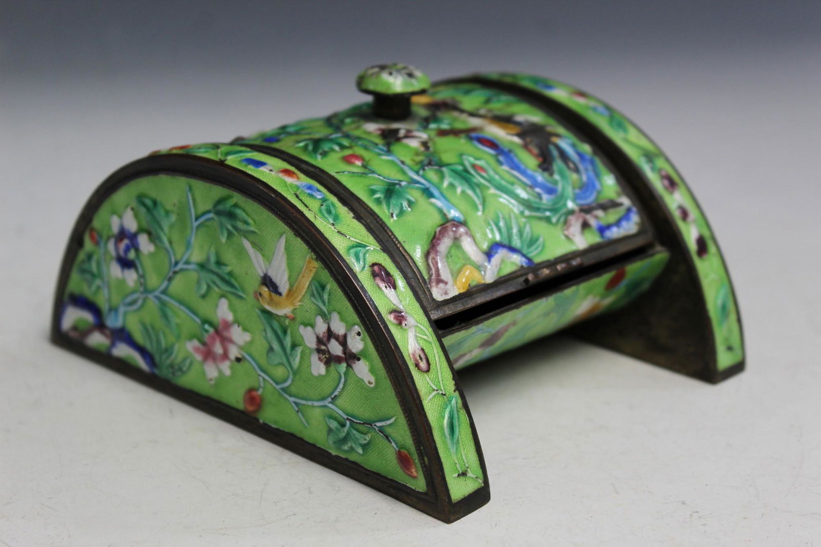 Chinese Enamel Metal Box: Chinese Enamel Metal Box. 7x12x14 cm