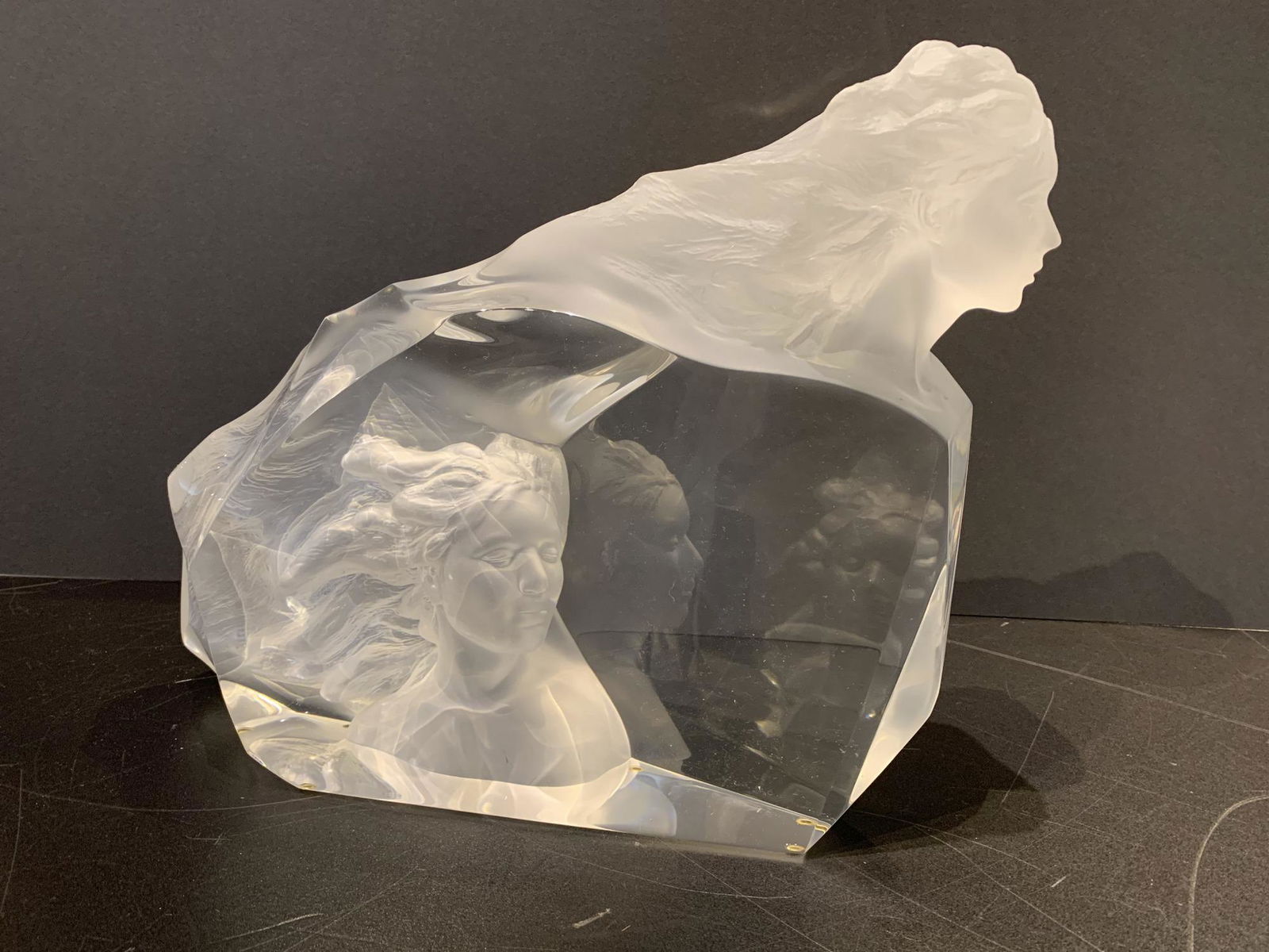 Frederick Hart "Destiny" limited edition clear acrylic: Frederick Hart "Destiny" limited edition clear acrylic resin sculpture . 12" H