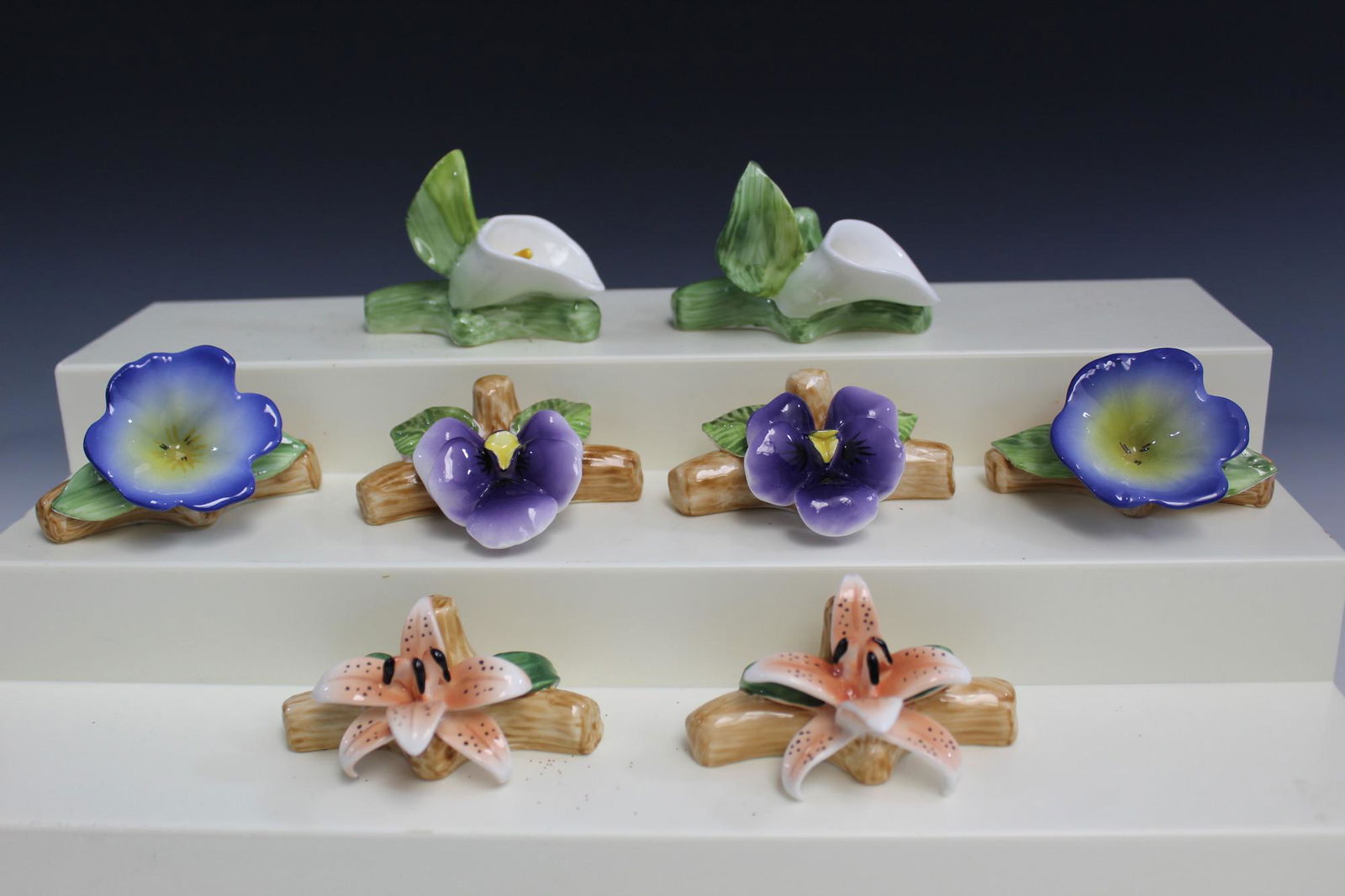 Group of Bone China Pia Porcelain Card Holders: Group of Bone China Pia Porcelain Card Holders. L 8 cm