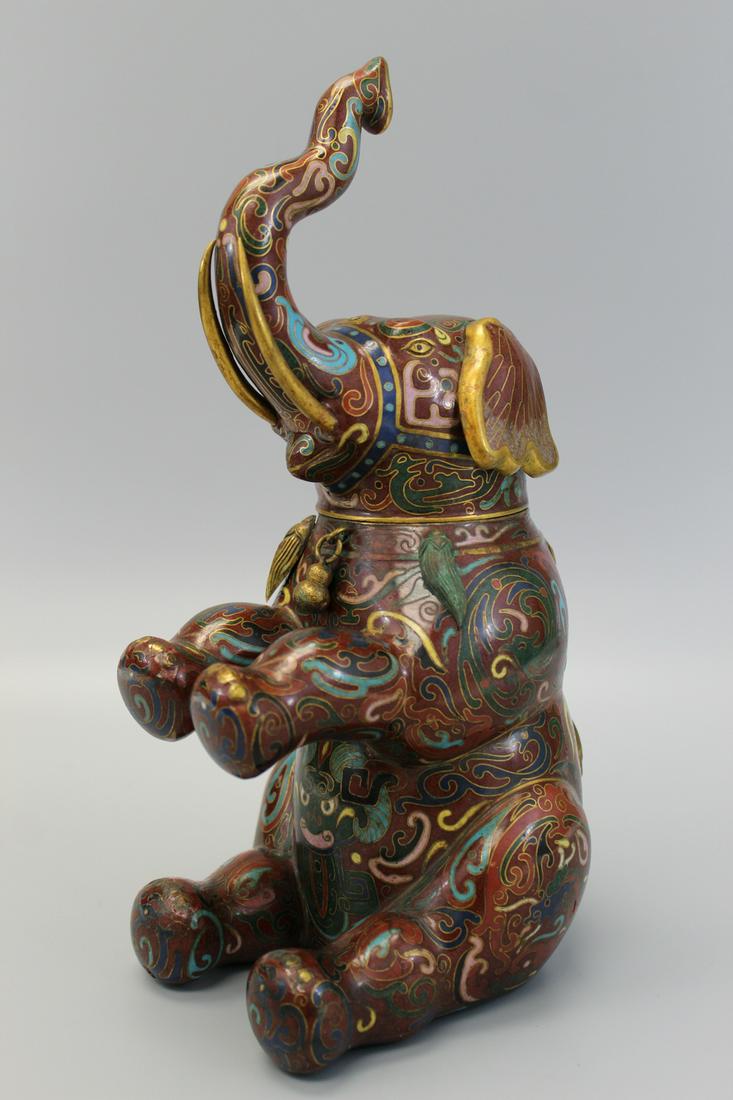 Chinese cloisonne elephant.: Chinese cloisonne elephant. Ht 29.5 cm.