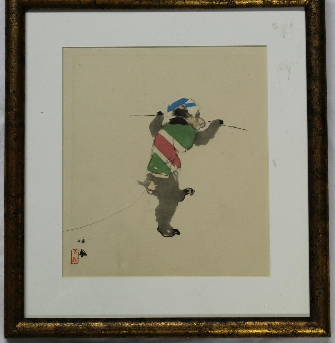 Japanese Painting on Paper of a Monkey.: Japanese Painting on Paper of a Monkey. watercolor and ink. 32x35 cm