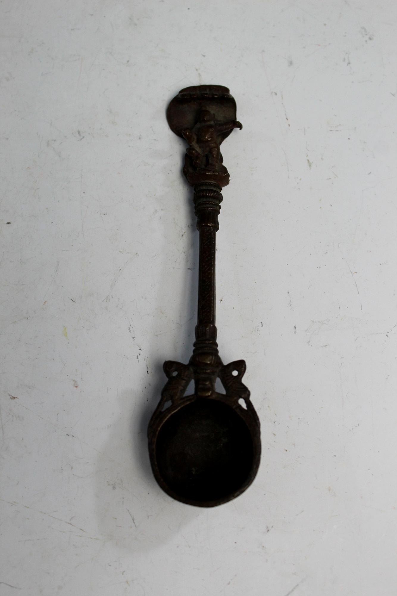 Antique Indian bronze spoon. (1 of 5)
