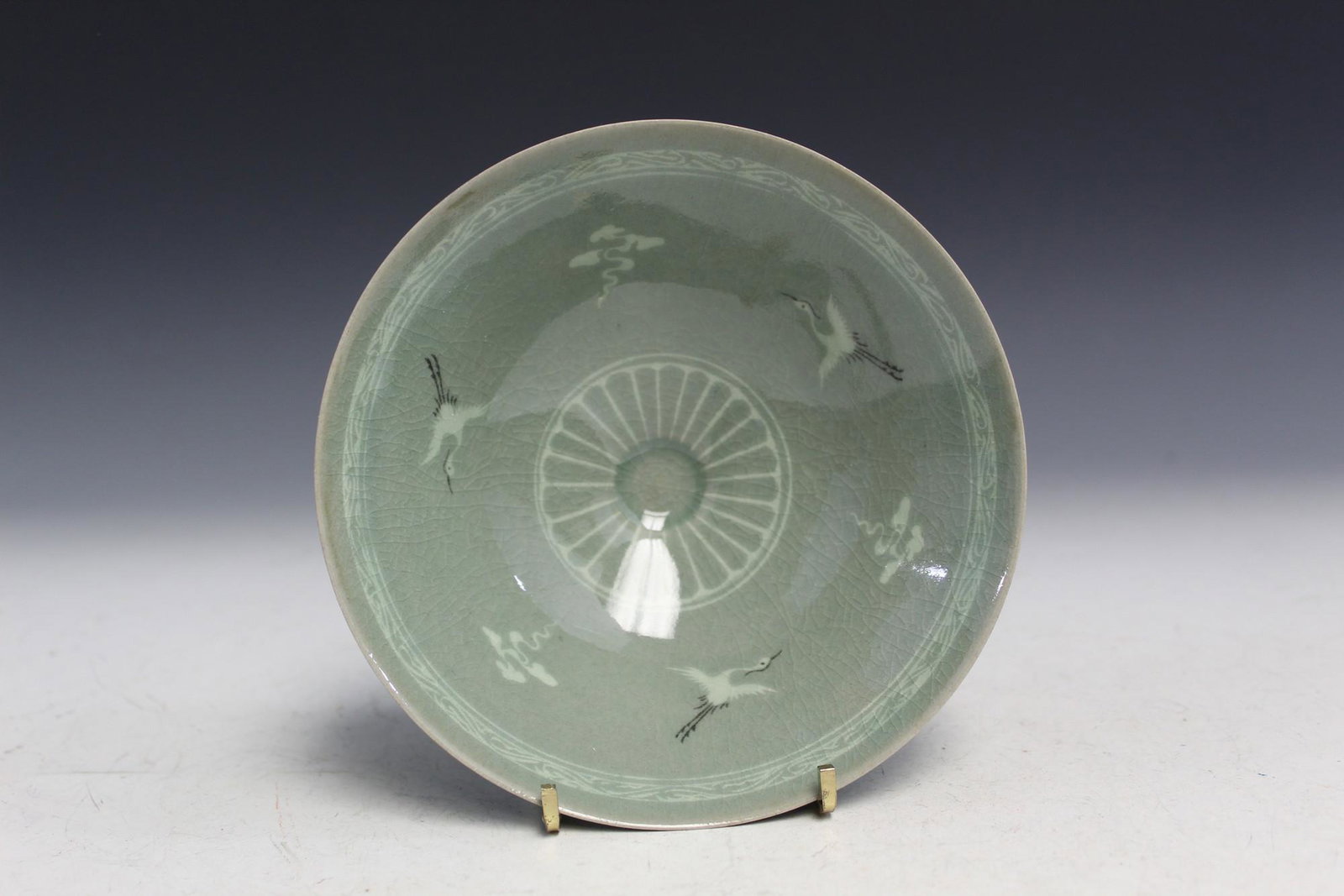 Korean Celadon Porcelain Bowl: Korean Celadon Porcelain Bowl. Diam 15 cm.