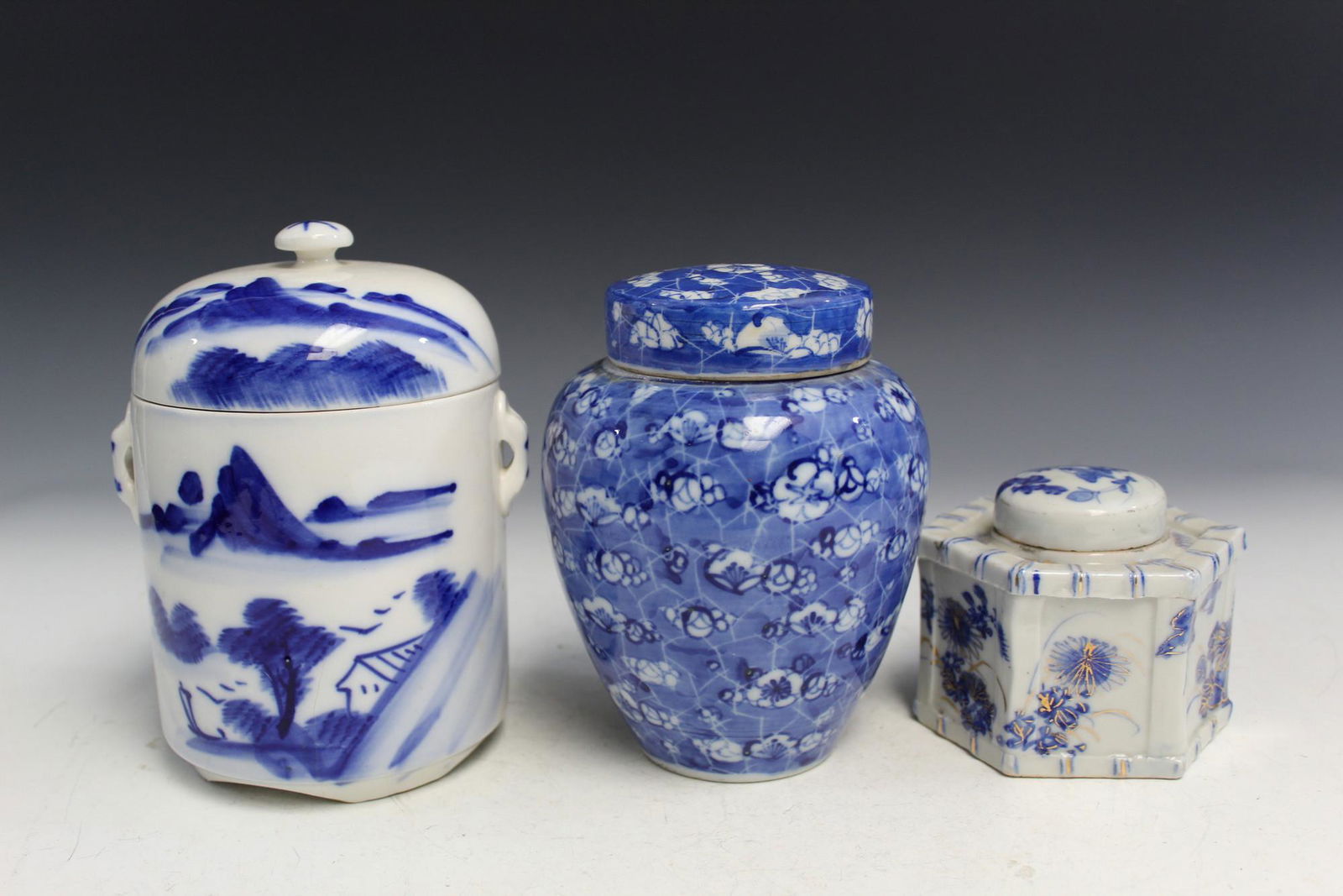 Three Asian Blue and White Porcelain Items (1 of 4)