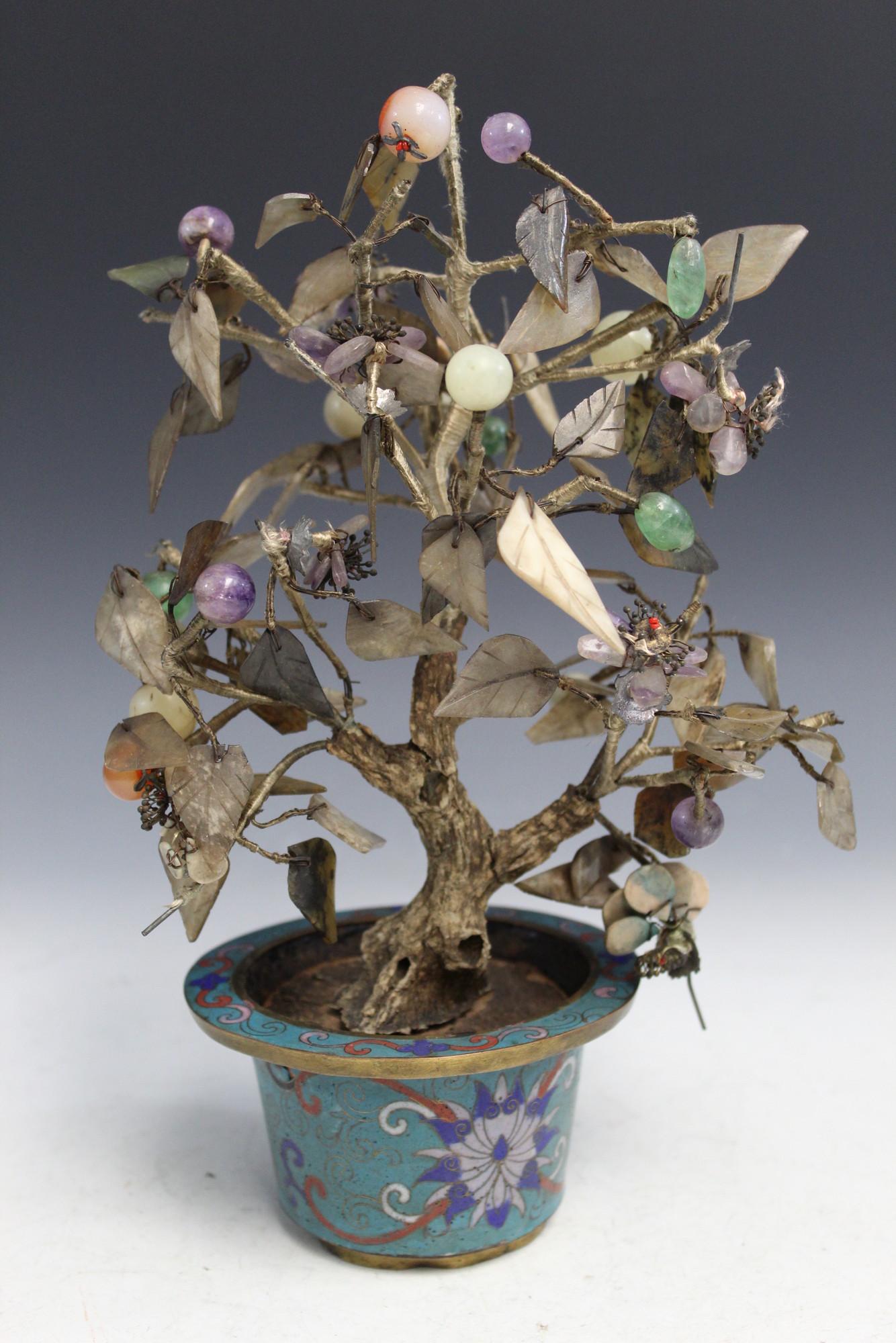 Chinese Jade Tree in Cloisonne Planter (1 of 4)
