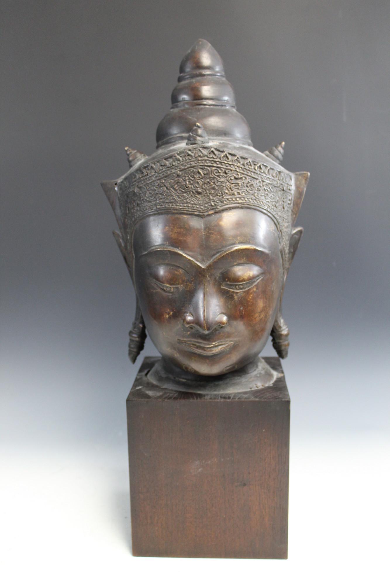 Large Buddha Head on Stand (1 of 4)