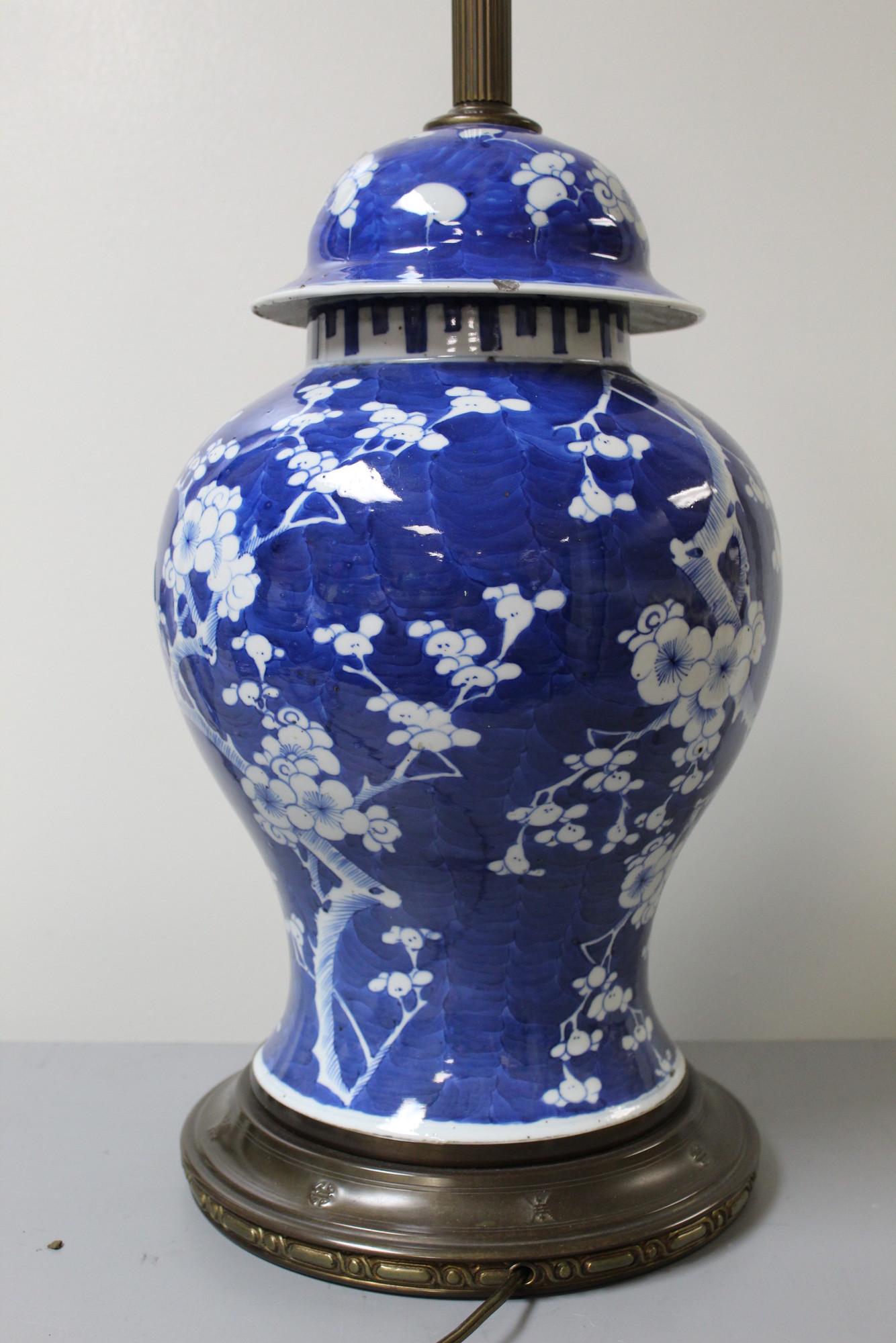 Chinese Blue and White Porcelain Temple Jar Lamp (1 of 4)