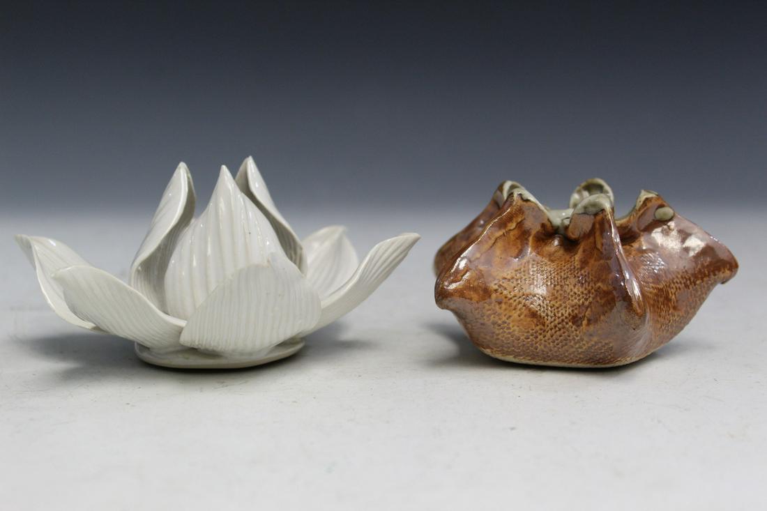 Two Porcelain Flower Candle Holders (1 of 2)