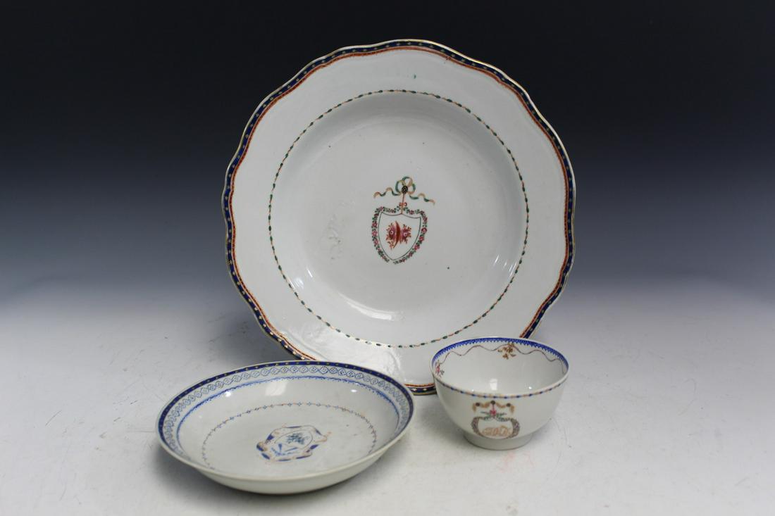 Three Chinese Export Armorial Porcelain Items (1 of 6)