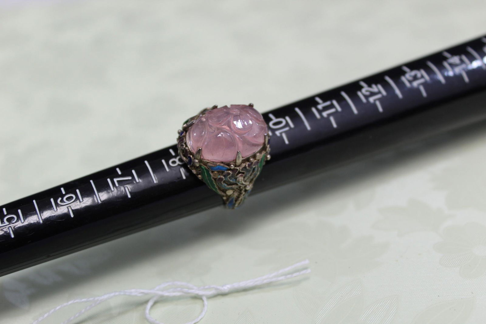 Chinese Silver and Rose Quartz Ring (1 of 3)