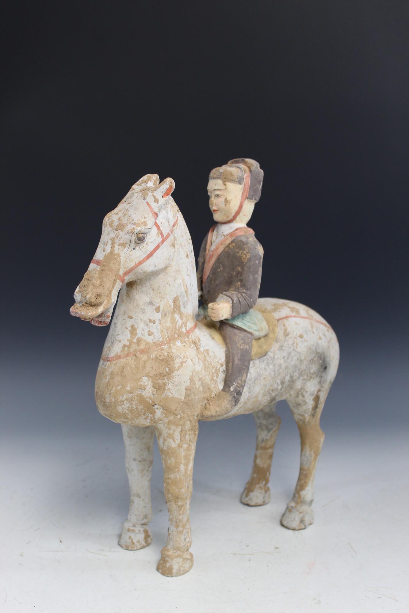 Chinese Terracotta Pottery Figure of a Man on a Horse (1 of 6)