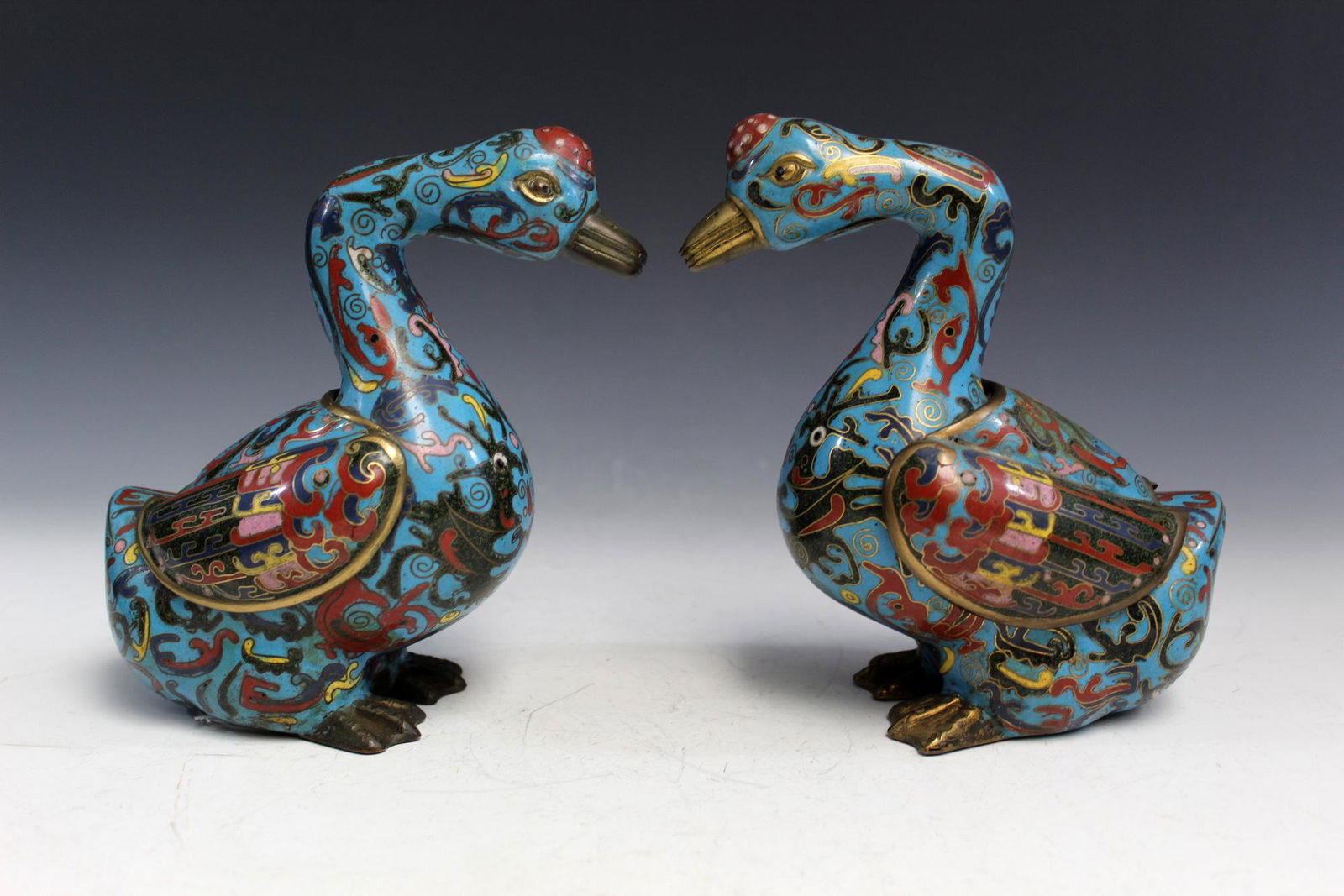 A Pair of Chinese Cloisonne Ducks. 19th C. (1 of 6)