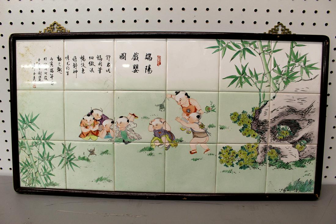 Chinese painted tile panel. #2 (1 of 3)