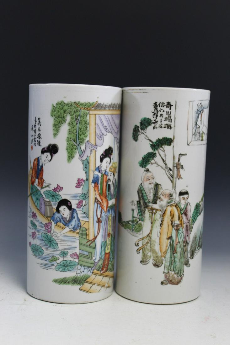Two Chinese Porcelain Hat Vases (1 of 6)