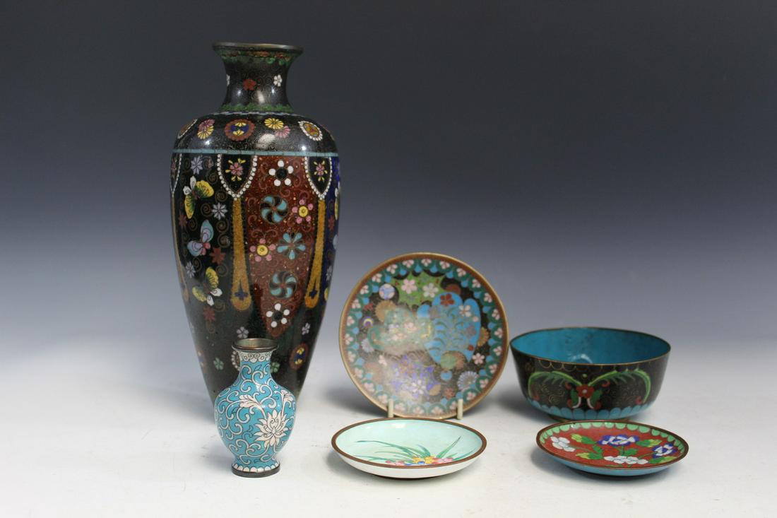 Six Pieces of Asian Cloisonne Items (1 of 7)