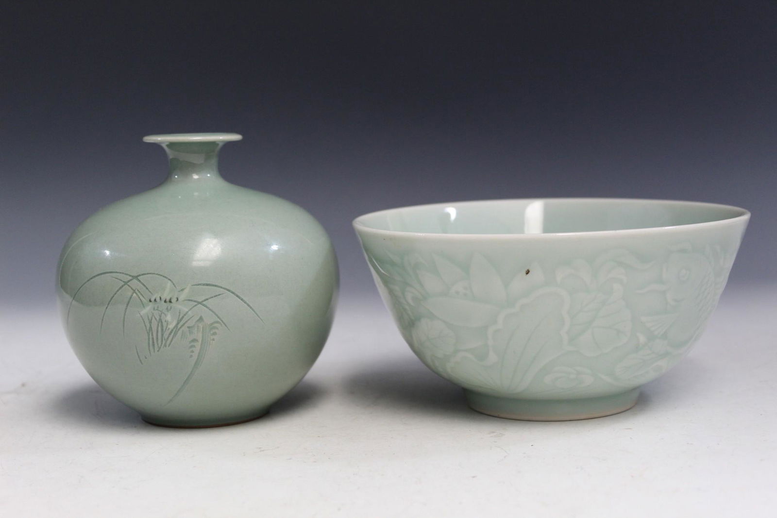 Two Asian Celadon Porcelain Items (1 of 7)