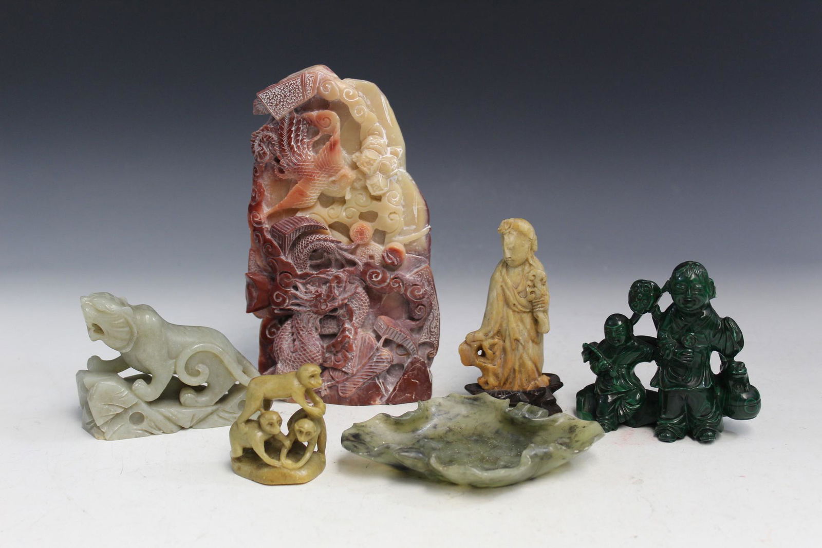 Six Chinese Carved Stone Decorative Items (1 of 6)