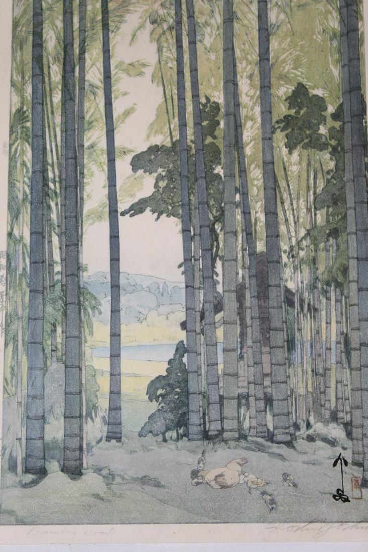 Japanese woodblock print by Hiroshi Yoshida: "Bamboo: Japanese woodblock print by Hiroshi Yoshida: "Bamboo Woods". 27cm x 40cm