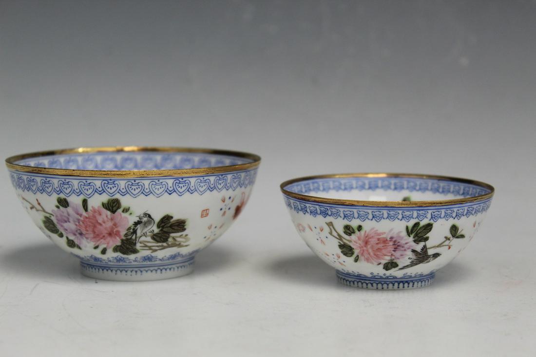 Two Chinese "Egg-shell" Porcelain Bowls (1 of 8)