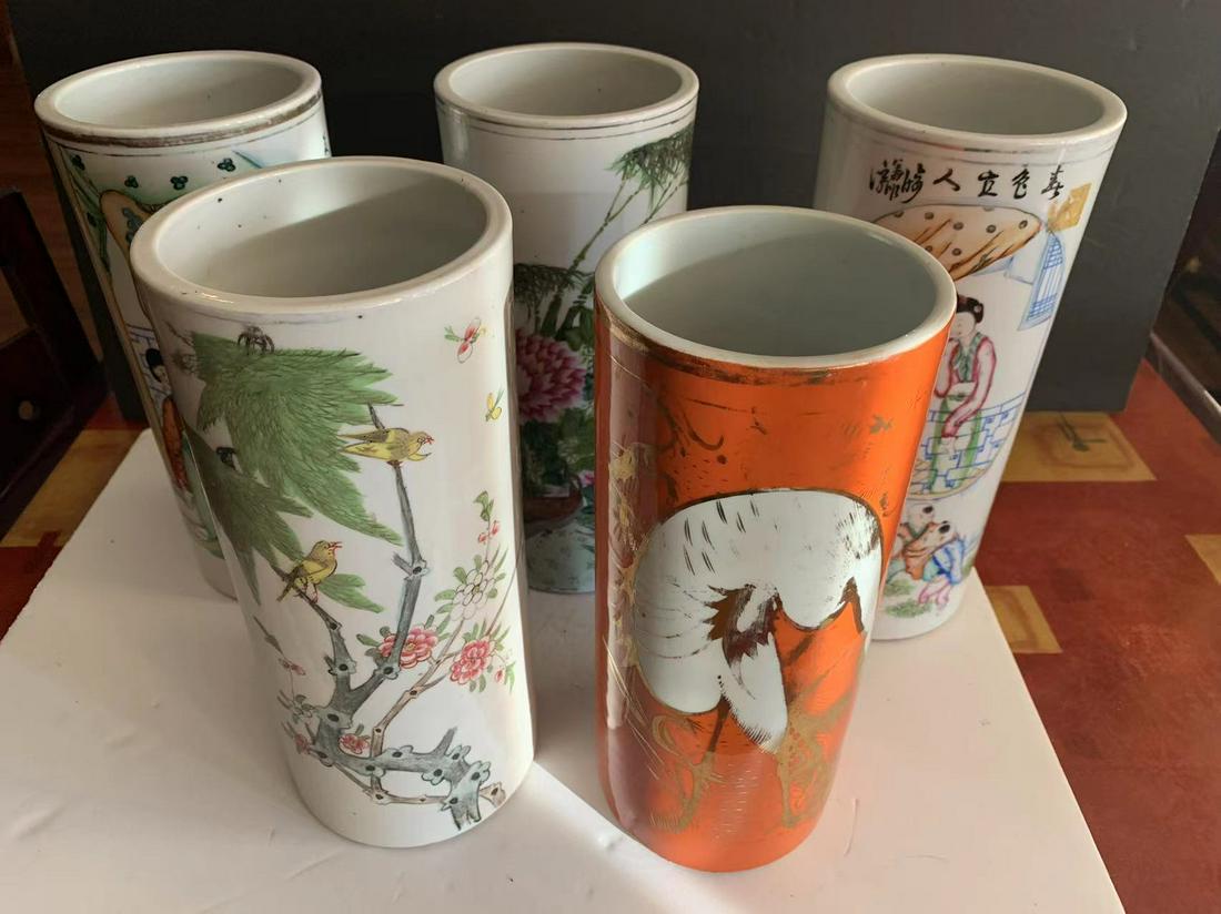 5 Chinese porcelain hat vases. (1 of 17)