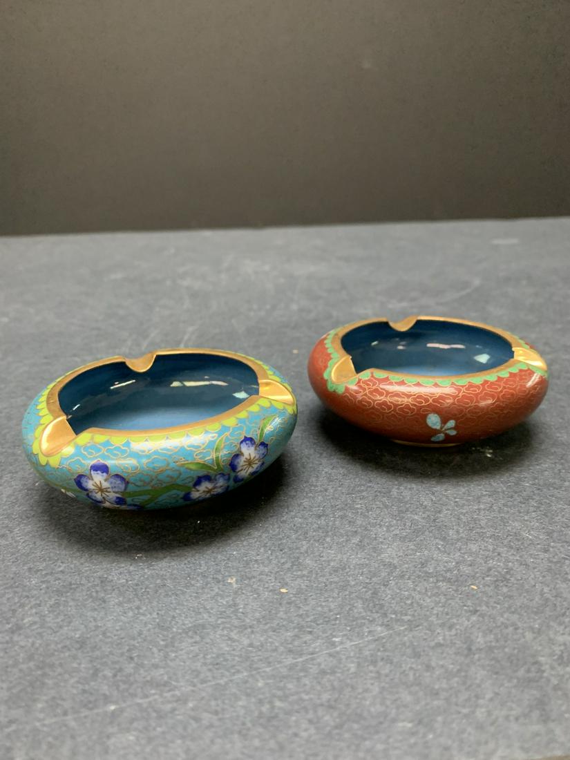 Lot of two cloisonne ash trays - AS IS: Lot of two cloisonne ash trays - AS IS. about 3" D