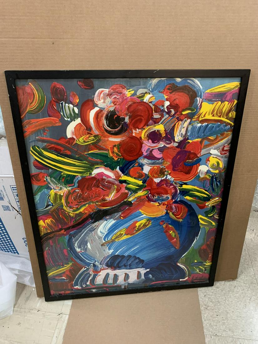 Framed Peter Max serigraph print- flower - AS IS (1 of 1)