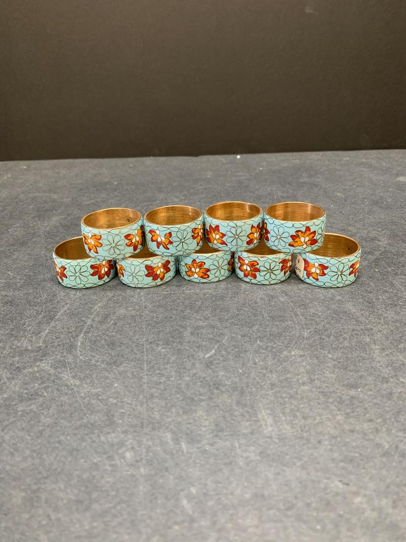 Set of 9 cloisonne napkin rings - AS IS: Set of 9 cloisonne napkin rings - AS IS. about 1.25" D