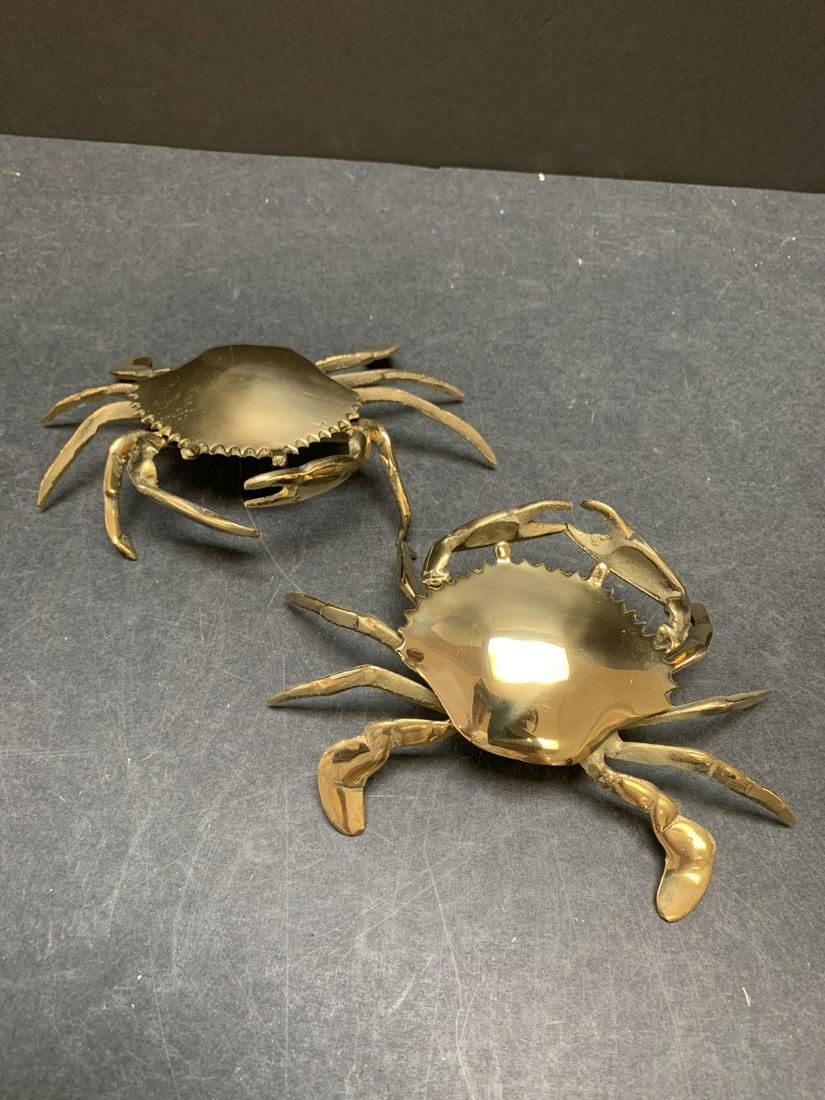 Lot of two vintage brass crab ashtrays - AS IS (1 of 2)