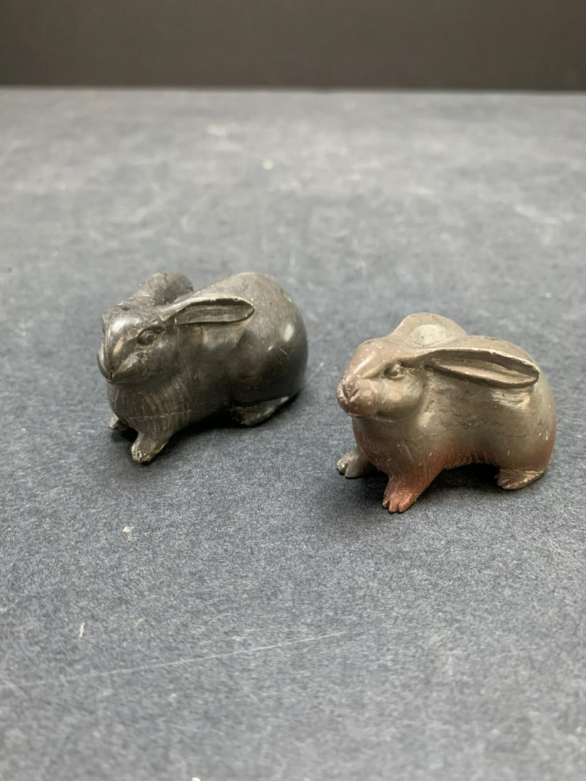 Pair of soapstone carved rabbits - AS IS (1 of 2)