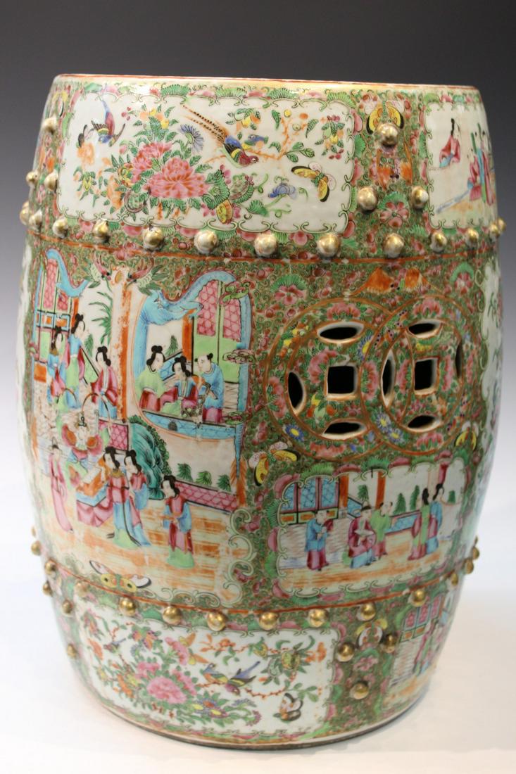 Chinese Rose Medallion Porcelain Garden Stool (1 of 7)