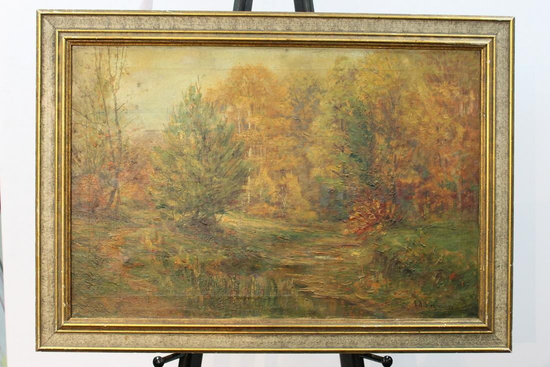 Framed Oil Painting of Landscape, signed by Edward R. (1 of 8)