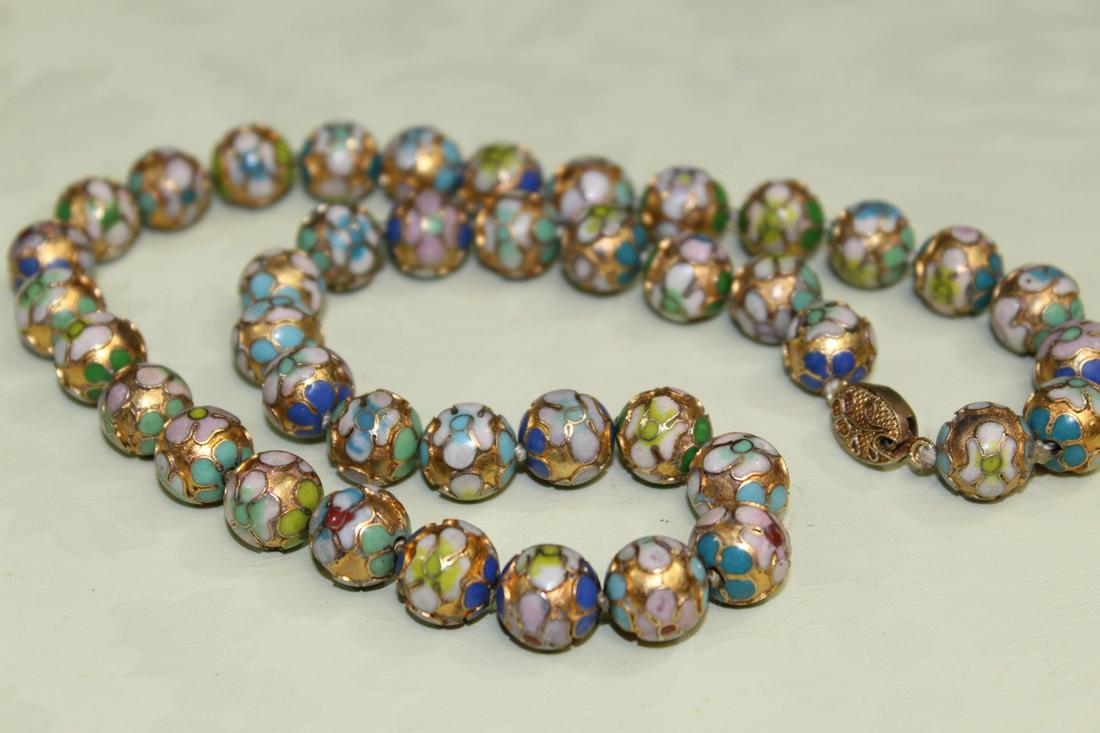 Chinese Cloisonne Beads Necklace (1 of 2)