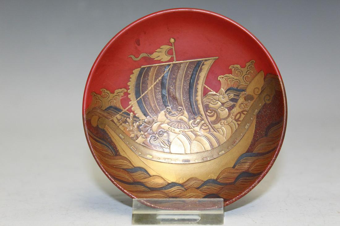 Japanese Red Lacquer Dish (1 of 3)