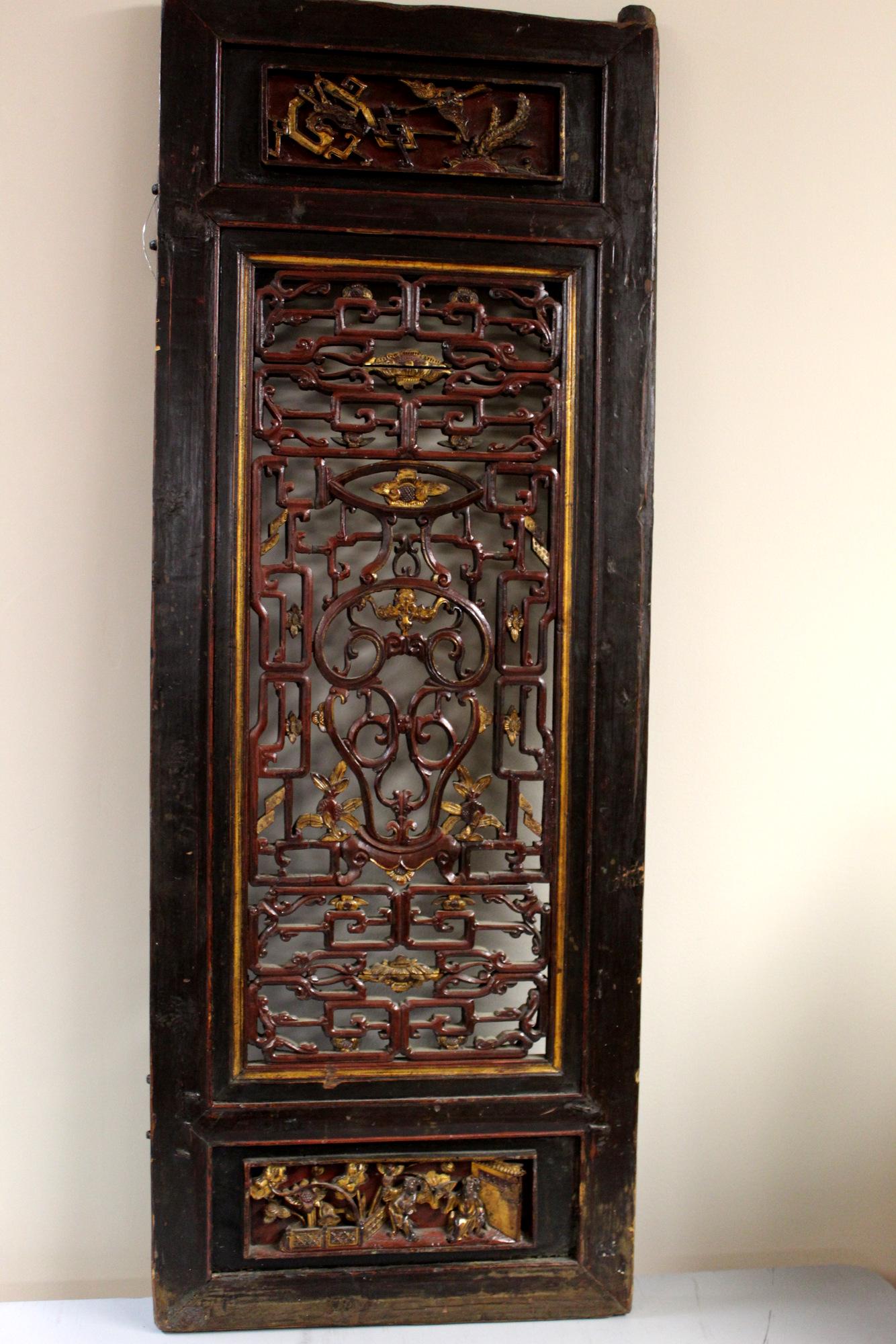 Chinese carved wood window frame. (1 of 6)