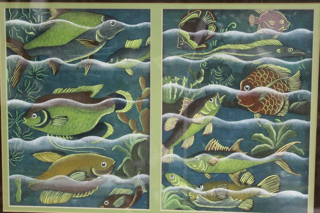 Fishes, Painting on fabric. Unknown artist. (1 of 4)