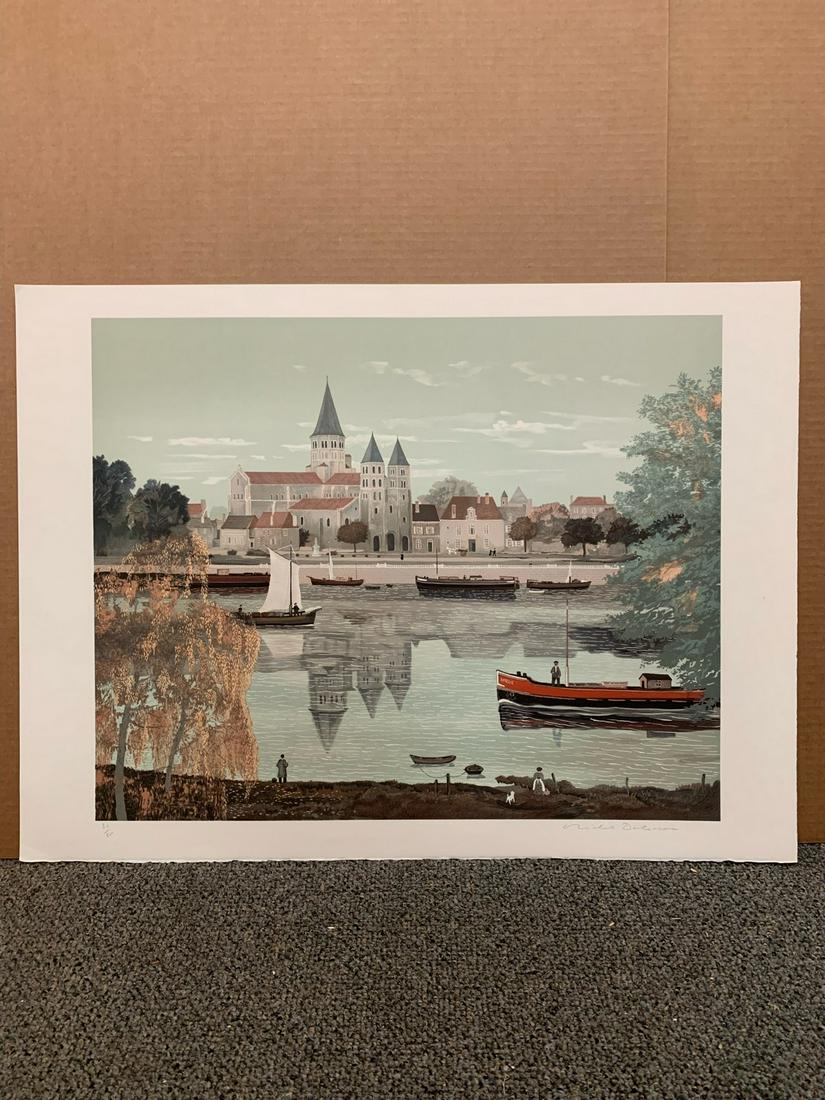 Michel Delacroix "L'abbey de la Paray le Monial" signed limited edition lithograph (1 of 1)