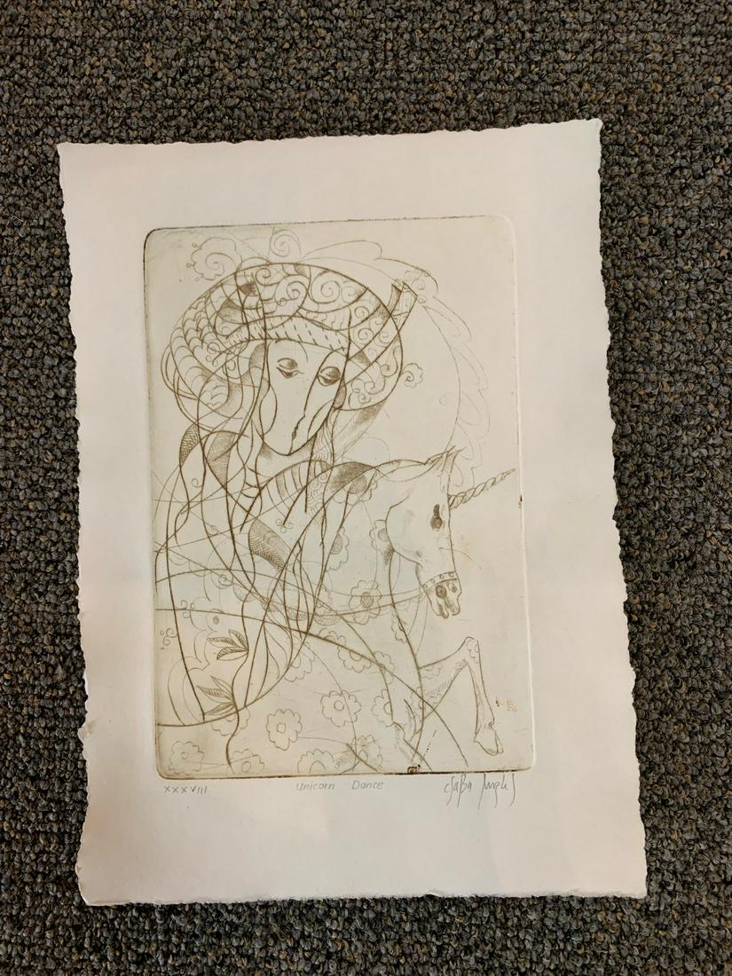 Csaba Markus "Unicorn Dance" signed limited edition etching (1 of 1)