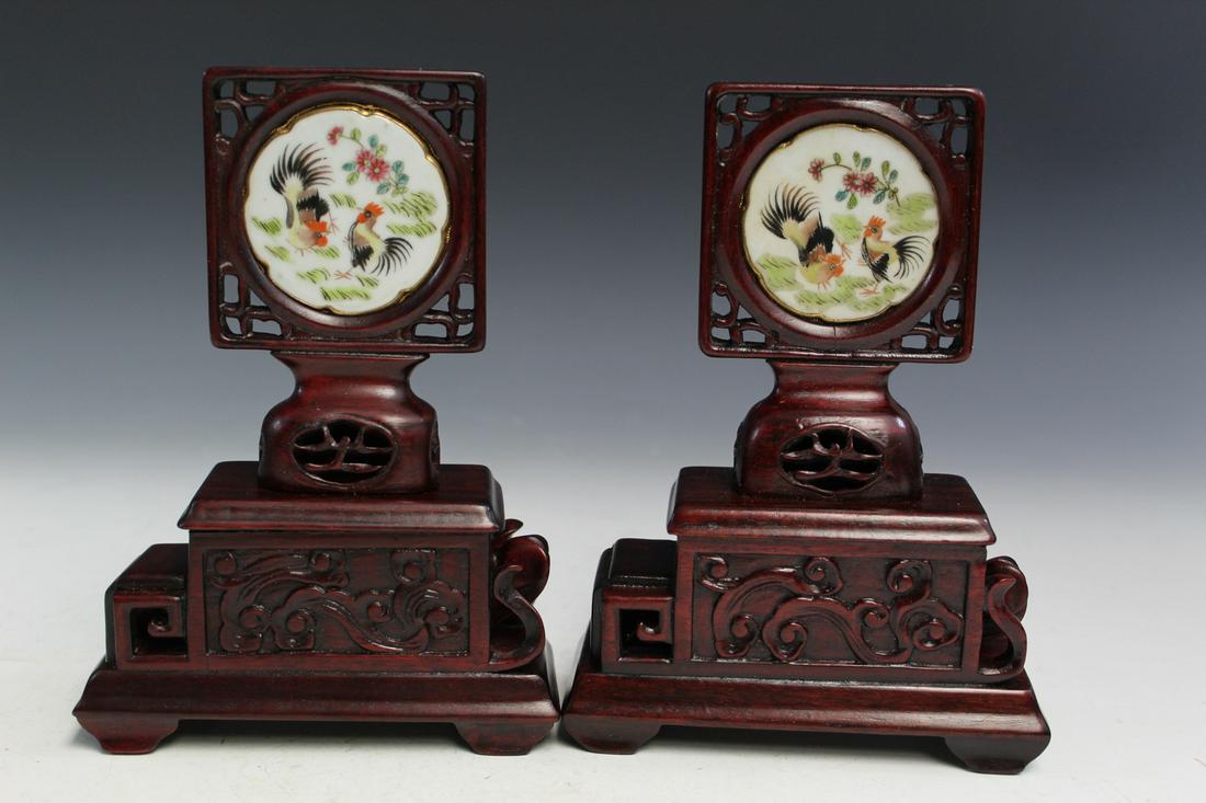 Pair of Chinese Wood Table Screens (1 of 3)