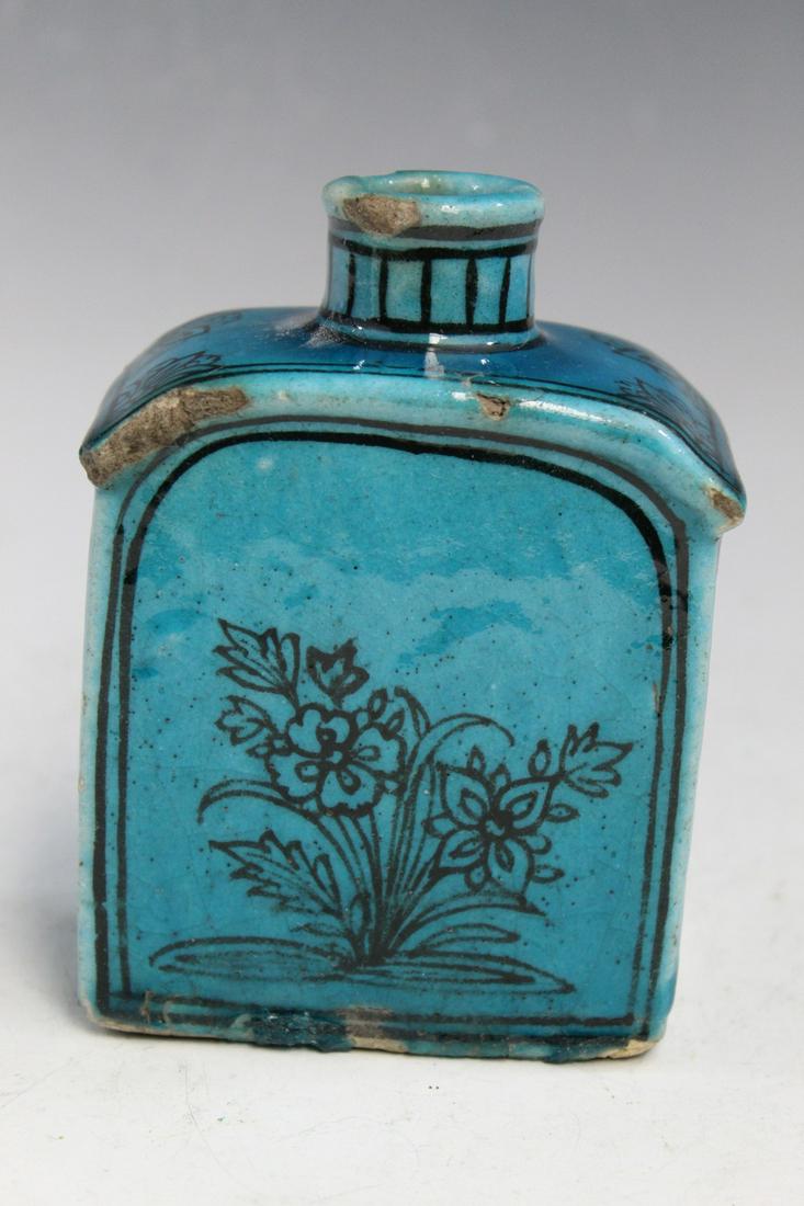 Antique Persian Turquoise Glaze Porcelain Tea Caddy. (1 of 5)