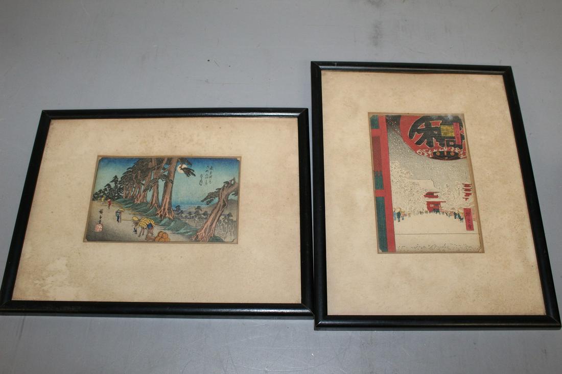 Two Framed Japanese Woodblock Prints (1 of 3)