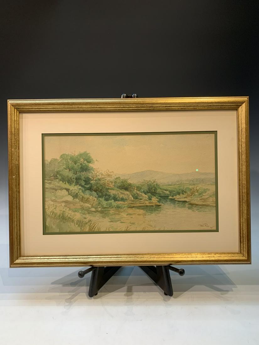 Framed original watercolor painting by Burt L. Roys (1895): Framed original watercolor painting by Burt L. Roys (1895). 25" x 18"