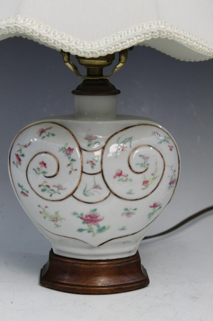 Chinese Famille Rose Porcelain Tea Caddy Vase Lamp (1 of 6)